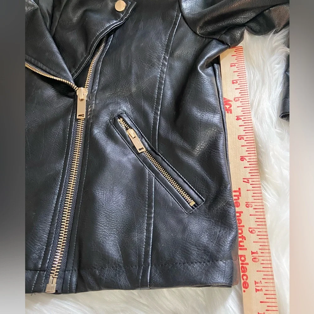 Stoosh Black with White Accents Vegan Leather  Women’s Jacket Size S - Picture 8 of 11